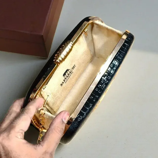 New croco sabya sachi clutch for party use and gifting - Black