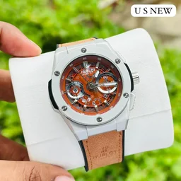 Hublott New Slim Moddle Sporty Trending Sttap Watch For Men's - Orange