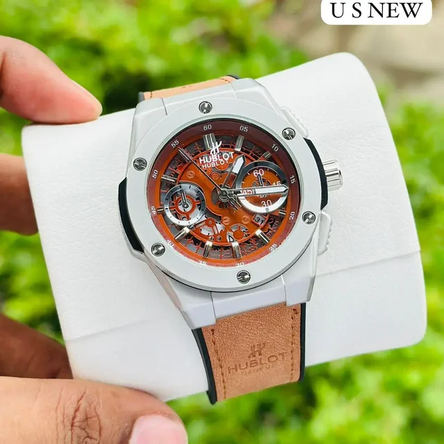 Hublott New Slim Moddle Sporty Trending Sttap Watch For Men's - Orange