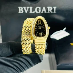 Bvlgri Party Wear Diamond Luxury π Snake Kada Watch For Women's - Black