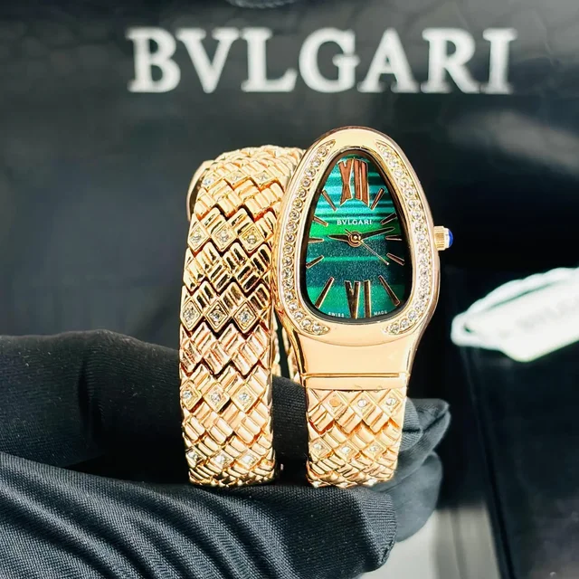 Bvlgri Party Wear Diamond Luxury π Snake Kada Watch For Women's - Black