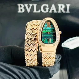 Bvlgri Party Wear Diamond Luxury π Snake Kada Watch For Women's - Black
