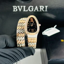 Bvlgri Party Wear Diamond Luxury π Snake Kada Watch For Women's - Black