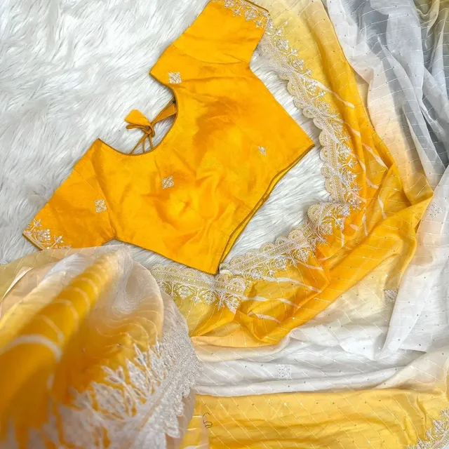 Partywear Haldi Special Saree - Yellow