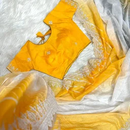 Partywear Haldi Special Saree - Yellow