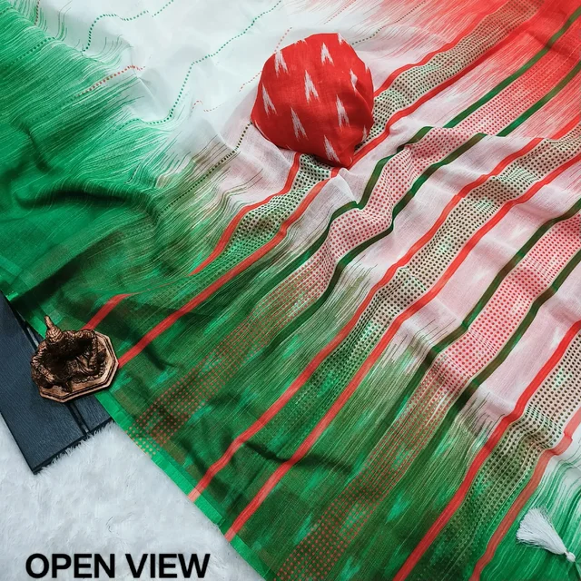 Rebulic Day Special Saree Tiranga Saree - Green