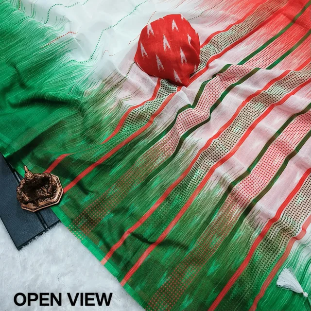 Rebulic Day Special Saree Tiranga Saree - Green