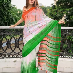 Rebulic Day Special Saree Tiranga Saree - Green
