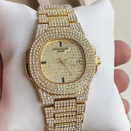 Rolex Very Stylish Trending Full Diamond Men's Watch ,Festival And Party Wear - Black