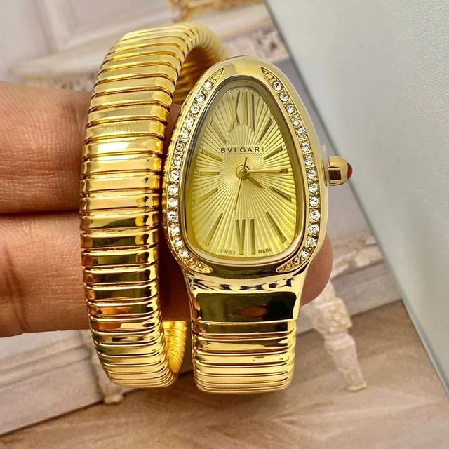Bvalgarie Silver And Gold Snake Dial,power Full Japaneese Machinery And Stainless Steel - silver
