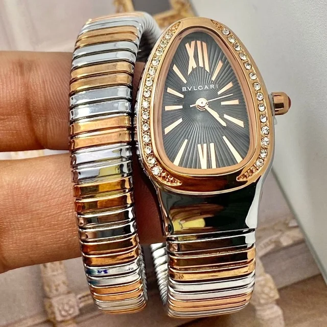 Bvalgarie Silver And Gold Snake Dial,power Full Japaneese Machinery And Stainless Steel - silver
