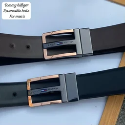 Tommy Hilfiger Reversible Imported Leather Belt for Men - black
