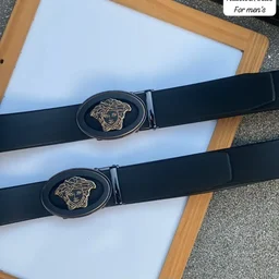 Versace Imported Leather Autolock Belt for Men - black
