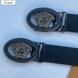 Versace Imported Leather Autolock Belt for Men - black