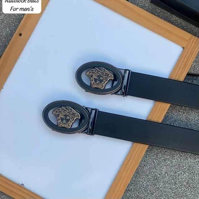 Versace Imported Leather Autolock Belt for Men - black