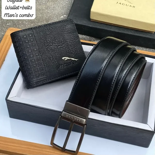 Wallet & Belt Combo for Men Jaguare - Black