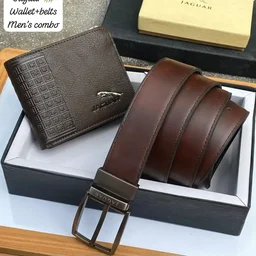 Wallet & Belt Combo for Men Jaguare - Black
