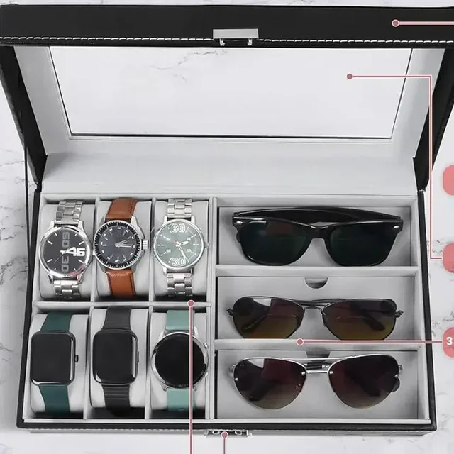 Watch Sunglasses jwellery organiser box - Black