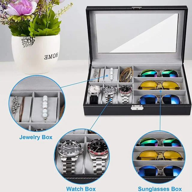 Watch Sunglasses jwellery organiser box - Black