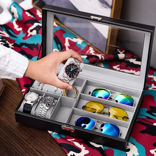Watch Sunglasses jwellery organiser box - Black