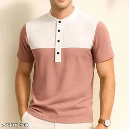 Casual Mandarin Style Men’s Pink T-Shirt – Smart Look, All-Day Comfort|men t shirt |men t shirt with collar |men t shirt |men t shirt pink | t shirt men stylish |t shirt men | pink t shirt