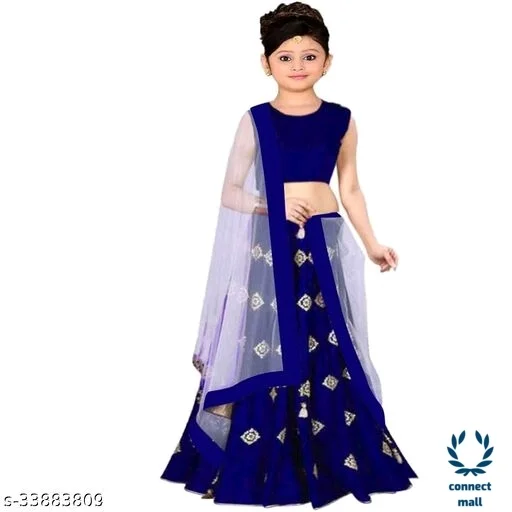 Stylish Kids Girls Lahenga choli with Duppatta Pack of 1 - 4yrs, RED, Satin - Semi Stitched
