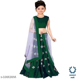 Stylish Kids Girls Lahenga choli with Duppatta Pack of 1 - 4yrs, RED, Satin - Semi Stitched