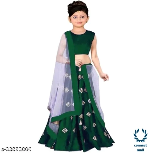 Stylish Kids Girls Lahenga choli with Duppatta Pack of 1 - 4yrs, RED, Satin - Semi Stitched