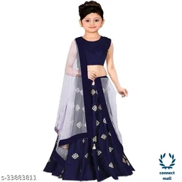 Stylish Kids Girls Lahenga choli with Duppatta Pack of 1 - 4yrs, RED, Satin - Semi Stitched