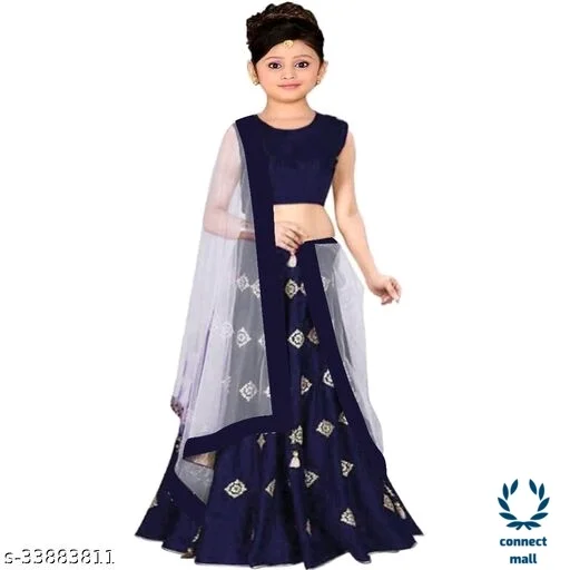 Stylish Kids Girls Lahenga choli with Duppatta Pack of 1 - 4yrs, RED, Satin - Semi Stitched