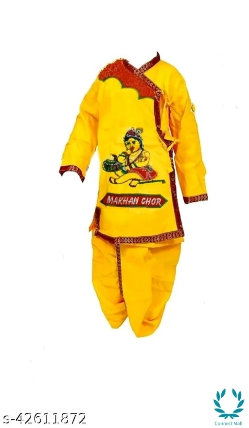 Krishna dress - Yellow, Cotton, 6-9months