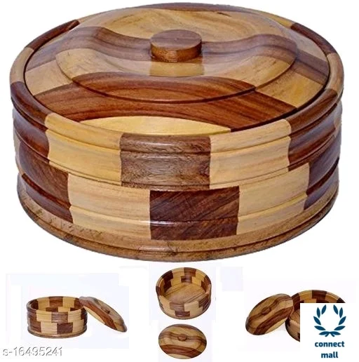 Sessame Wood Dual Shade Chapati box Casserole - Brown, Wood