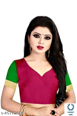 Solid Cotton Silk Sarees With Blouse Piece - Green & Black, Cotton silk, 3