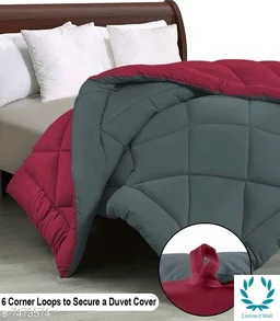 Reversible Light Weight Heavy Quality Double Bed (90*100 inch) Comforter_Rajai_( Black & Grey ) - Maroon & Gray