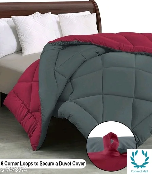 Reversible Light Weight Heavy Quality Double Bed (90*100 inch) Comforter_Rajai_( Black & Grey ) - Maroon & Gray