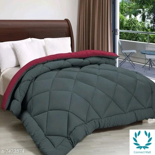 Reversible Light Weight Heavy Quality Double Bed (90*100 inch) Comforter_Rajai_( Black & Grey ) - Maroon & Gray
