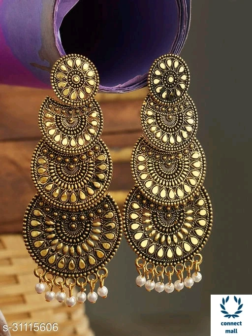 Round Long latest Golden Earrings for women & Ladies