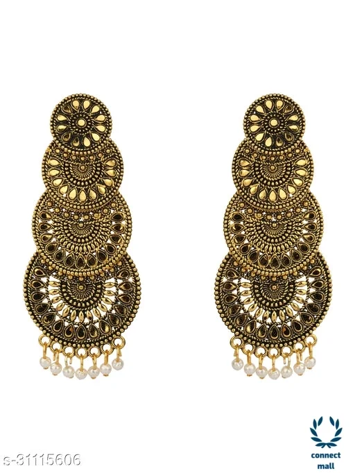 Round Long latest Golden Earrings for women & Ladies
