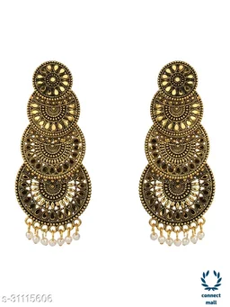 Round Long latest Golden Earrings for women & Ladies