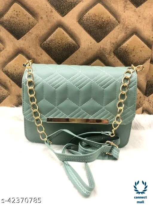Trendy Fashionable Bottle Green 2 Compartments Ravishing Classy Women Sling Bags - Bottle Green, 1
