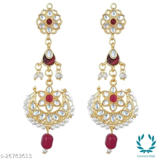 Royal Rajputi Kundan Choker Necklace Set with Earrings – Maroon Moti Bead Chain | Bridal & Festive Jewellery - Adjustable, Gold plated, Choker, Multipack of 1