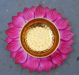 ROYAL HANDICRAFT Metal Lotus Shape Floating Flower /Candle Bowl For Entrance Wedding / Festival /Anniversary /Home Decor Free Shipping - Pink