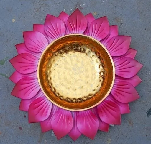 ROYAL HANDICRAFT Metal Lotus Shape Floating Flower /Candle Bowl For Entrance Wedding / Festival /Anniversary /Home Decor Free Shipping - Baby Pink