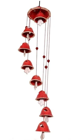 RAJROY Red Ceramic Bell Wind Chimes (8Bells)