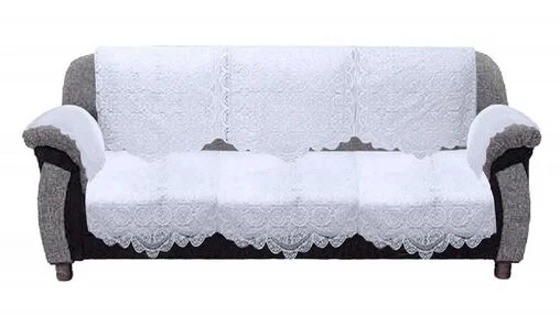 Reversable Cotton 5 Seater Sofa Cover With 6 Pieces Arms cover And 1 Center Table Cover Use Both Side, Living Room, Drawing Room, Bedroom, Guest Room (Set Of17, White) - White