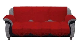 Reversable Cotton 5 Seater Sofa Cover With 6 Pieces Arms cover And 1 Center Table Cover Use Both Side, Living Room, Drawing Room, Bedroom, Guest Room (Set Of17, White) - Maroon