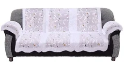 Reversable Cotton 5 Seater Sofa Cover With 6 Pieces Arms cover And 1 Center Table Cover Use Both Side, Living Room, Drawing Room, Bedroom, Guest Room (Set Of17, White) - Floral Printed White