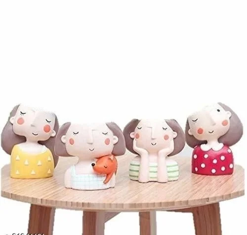 Handmade cute Ressin with Design of 4 Gang of Girls pot planter /Design Multipurpose pot For Home Decor Garden - pack of 4