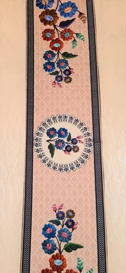 Cotton Floral Embroidery Table Runner - Elegance for Every Occasion - Brown