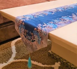 Groki Cotton table Runner ( Brown_16*72 Inch ) - Blue